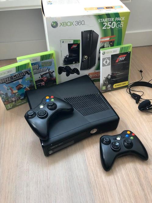Xbox 360 250GB + Forza Motorsport 3 + Crysis 2 DLC, Spelcomputers en Games, Spelcomputers | Xbox 360, Zo goed als nieuw, 250 GB