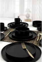 Asir keramisch dinerservies - 20-delig - mat zwart nieuw, Keramiek, Nieuw, Ophalen of Verzenden, Effen