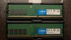 Crucial 2x 4gb ddr4-2400 udimm (CT4G4DFS824A.C8FE), Computers en Software, RAM geheugen, Ophalen, DDR4, 8 GB, Zo goed als nieuw
