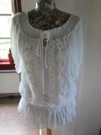D660 N & T mt S-M tuniek blouse blouson wit chiffon zijde, Wit, Zo goed als nieuw, Maat 36 (S), Verzenden