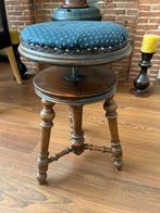 Antiek Piano Krukje met Blauwe Bekleding, Antiek en Kunst, Antiek | Meubels | Stoelen en Banken, Ophalen