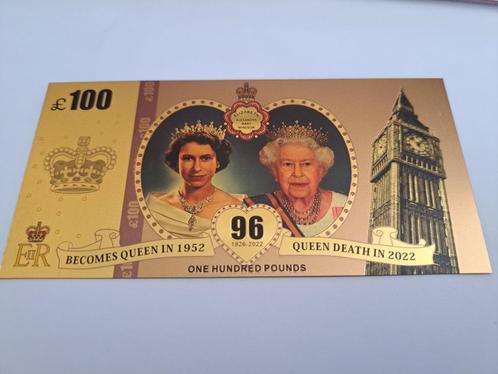GOUD FOLIE BILJET QUEEN ELIZABETH 100 POUND, Verzamelen, Koninklijk Huis en Royalty, Nieuw, Overige typen, Buitenland, Verzenden