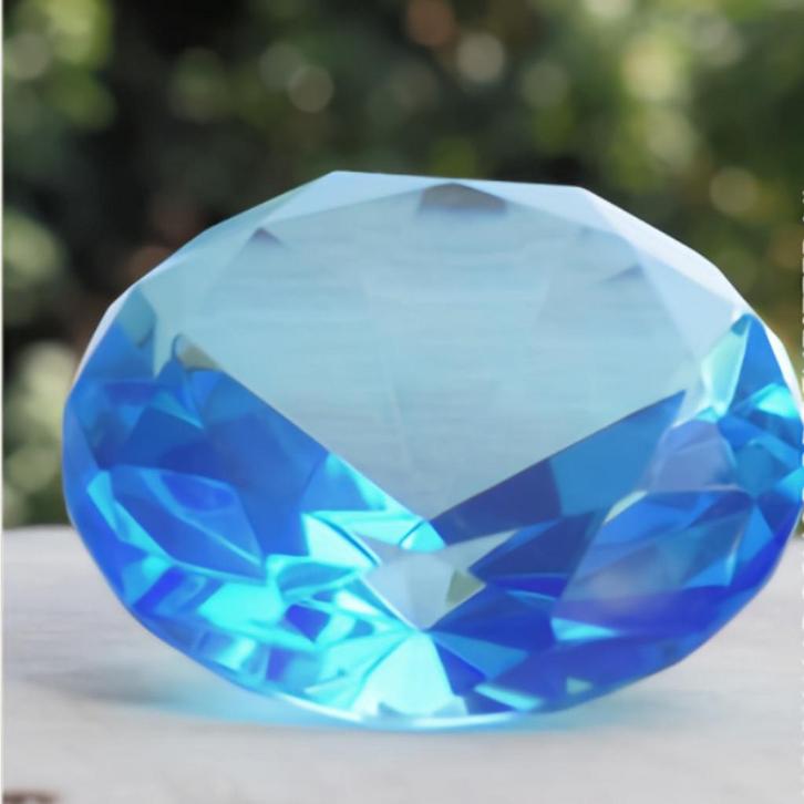 Lichtblauw Kristal Diamant 80 mm, Antiek en Kunst, Antiek | Glas en Kristal, Ophalen of Verzenden