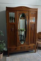 Demontabele eiken vintage art-deco spiegel- kledingkast, Eikenhout, 100 tot 150 cm, 200 cm of meer, Ophalen of Verzenden
