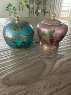 Twee Cloisonné Potten met Deksel, Ophalen of Verzenden