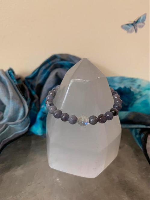 Tanzaniet bergkristal beschermt intuïtie inzicht eigen pad, Sieraden, Tassen en Uiterlijk, Armbanden, Nieuw, Zilver, Blauw, Met bedels of kralen