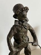 Bronzen Beeld Jongen met Hoepel - Kunstobject Decoratie, Ophalen of Verzenden