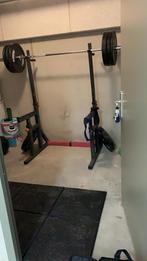 Olympic barbell, rubberplates en squatrek (Crossfit), Ophalen, Gebruikt, Halterstangen