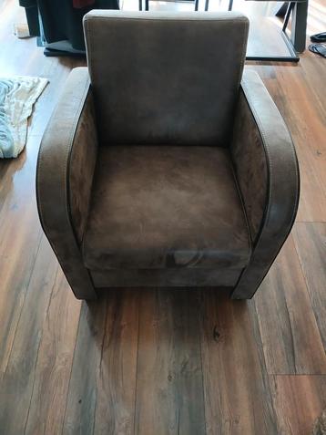 Retro Fauteuil Suède-Leer - Bruin Grijs Nieuw. beschikbaar voor biedingen