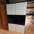 2 witte Ikea besta wandkast met zwart glazen deur, Ophalen, Zo goed als nieuw, Minder dan 150 cm, Minder dan 100 cm