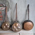 Oude koperen steelpan poffertjespan slakkenpan pan *Etage3*, Gebruikt, ., Ophalen of Verzenden, .