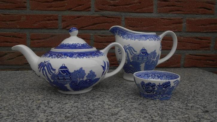Woods Willow Wood en sons engels servies pot kan suikerpotje, Antiek en Kunst, Antiek | Servies los, Ophalen of Verzenden