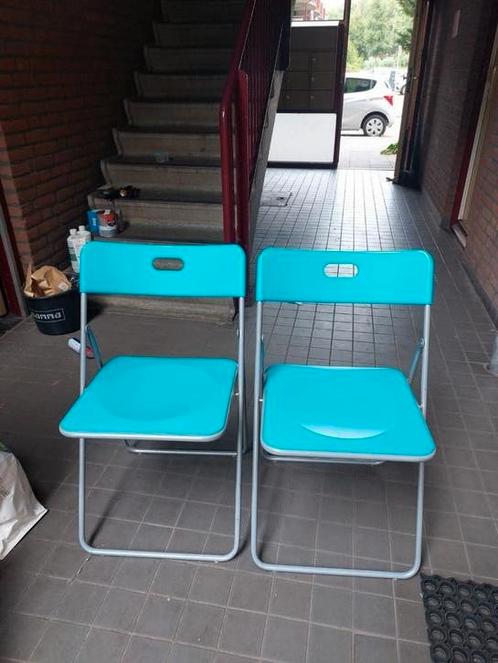 Klapstoelen - blauw - 2, Huis en Inrichting, Stoelen, Gebruikt, Eén, Blauw, Ophalen of Verzenden