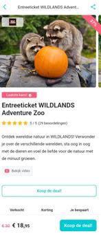 3 tickets Wildlands Emmen met korting, Tickets en Kaartjes, Drie personen of meer, Ticket of Toegangskaart