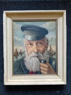 Piet Dankers - Zeeman met pijp en boten op achtergrond 1920, Ophalen of Verzenden