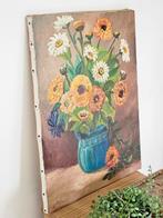 Prachtig Frans klassiek bloemenpracht in blauwe vaas, Ophalen of Verzenden