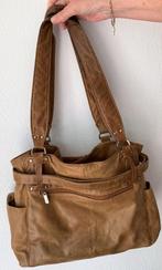Schouder/handtas echt leer, Sieraden, Tassen en Uiterlijk, Tassen | Damestassen, Ophalen of Verzenden, Gebruikt, Bruin, Handtas