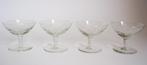 4x geslepen coupe likeur helder glas olijf blad handgemaakt., Antiek en Kunst, Antiek | Glas en Kristal, Ophalen of Verzenden