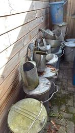Zinken bloembakken gieters en pedaalemmers, Overige materialen, Gebruikt, Minder dan 30 cm, Rond