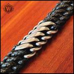 BEN MIX ZILVER MET LEER maat F     Buddha to Buddha armband, Ophalen of Verzenden, Zo goed als nieuw, Zwart, Leer