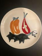 Vintage Italiaans groot bord - Mancioli?, Gebruikt, Porselein of Keramiek, Schaal, Rond