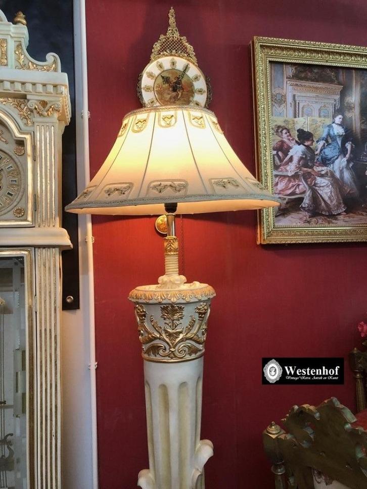 Staande lamp / vloerlamp barok klassiek vintage crème, goud, Huis en Inrichting, Lampen | Vloerlampen, Gebruikt, 150 tot 200 cm