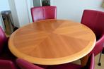 Ronde tafel 108 cm. En 4 leren stoelen. Prima staat., Huis en Inrichting, Ophalen, Rond, Zo goed als nieuw, Vijf personen of meer