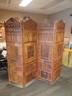 Handgesneden authentiek vier-luik kamerscherm, Ophalen of Verzenden, Gebruikt