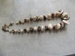 Vintage jaren zeventig dames collier, geslepen schelp, Ophalen of Verzenden, Zo goed als nieuw, Beige, Overige materialen