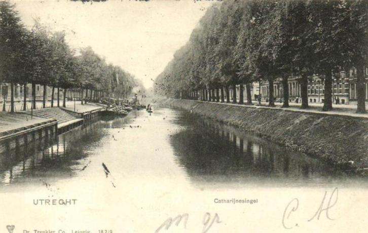 Utrecht, Catharijnesingel - 1902 gelopen, Verzamelen, Ansichtkaarten | Nederland, Gelopen, Utrecht, Voor 1920, Ophalen of Verzenden