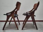 Vintage stoel Arne Hovmand Olsen Eetkamerstoel teak hout, Mid century modern Scandinavisch Deens design, Twee, Gebruikt, Hout
