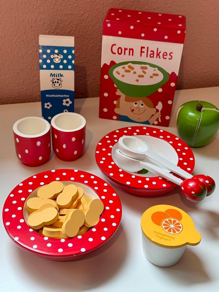 Mamamemo | Ontbijt set (Houten speelset), Kinderen en Baby's, Speelgoed | Speelkeukens, Zo goed als nieuw, Speelkeuken-accessoire