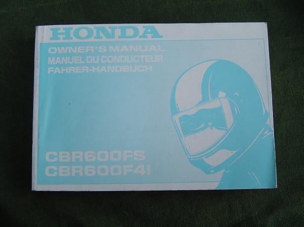 Honda CBR600FS F4i 2000 motorcycle owner's manual CBR600, Motoren, Ophalen of Verzenden, Honda
