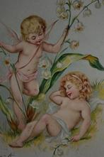 frankrijk 1905 twee engeltjes lelietjes van dalen, Verzamelen, Ophalen of Verzenden, Voor 1920, Gelopen, Overige thema's