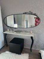 Kaptafel met ovale spiegel, Ophalen, 50 tot 100 cm, Zo goed als nieuw, Minder dan 100 cm