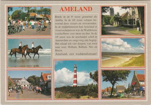 AMELAND Dorpsgezichten Paarden Vuurtoren Duin Tekst, Verzamelen, Ansichtkaarten | Nederland, Ongelopen, Waddeneilanden, 1980 tot heden
