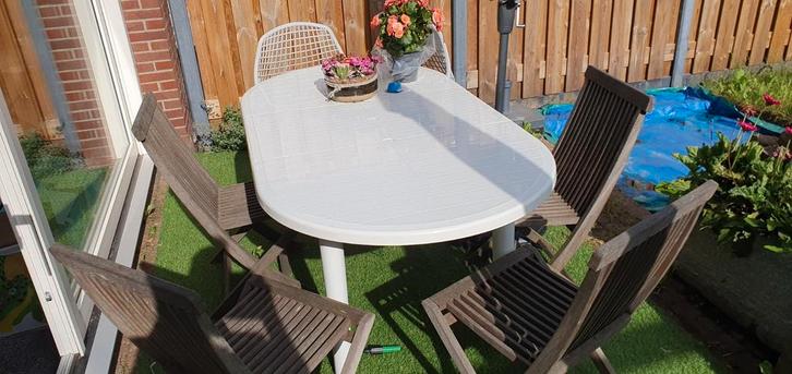 Hartman Witte Tuintafel, Tuin en Terras, Tuintafels, Gebruikt, Ovaal, Plastic, Ophalen
