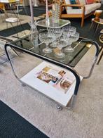 Vintage space age trolley bijzettafel rookglas / wit 70s, Ophalen, Huis en Inrichting