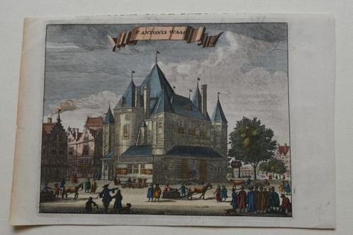AMSTERDAM St. ANTONIS WAAG NIEUWMARKT Kopergravure 1693 G54, Antiek en Kunst, Kunst | Etsen en Gravures, Verzenden