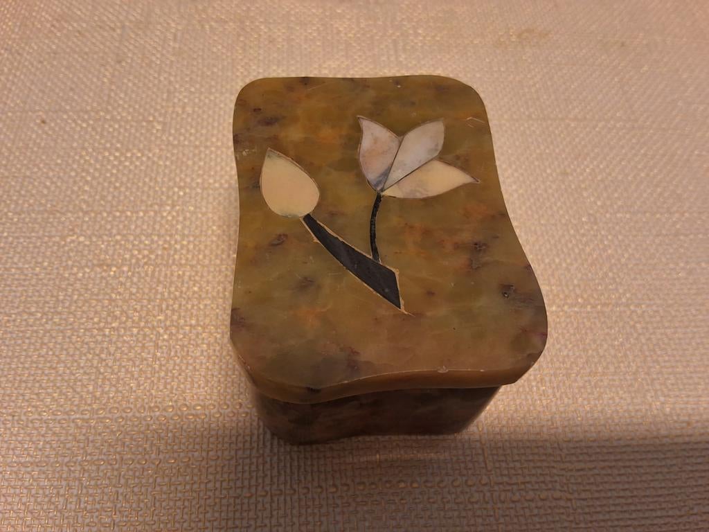 Vintage marmeren sieradendoosje met bloemen, Antiek en Kunst, Ophalen of Verzenden