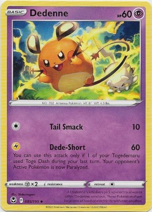 Silver Tempest,  Dedenne [uncommon] 85/195, Hobby en Vrije tijd, Verzamelkaartspellen | Pokémon, Nieuw, Losse kaart, Verzenden