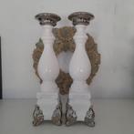 Twee witte kandelaars ( alles moet weg), Ophalen, 25 tot 50 cm, Wit, Zo goed als nieuw