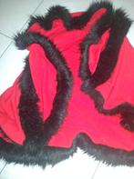 Poncho  Rood Zwart Imitatie Bont  M, Verzenden, Zo goed als nieuw, Maat 38/40 (M)