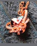 Ketting hart strik amethist, Verzenden, Nieuw, Goud, Met hanger