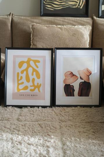 Set van 2 ingelijste prints – 52,5x42,5 cm beschikbaar voor biedingen