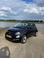 Fiat 500 1.2 cabrio 2018 Zwart ✅ carplay, Auto's, Voorwielaandrijving, Metallic lak, 1242 cc, 4 cilinders