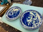 Blauwe Delftse borden schippers man en vrouw set, Antiek en Kunst, Antiek | Wandborden en Tegels, Ophalen of Verzenden