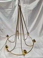 Goudkleurige hangkandelaar voor 6 kaarsen met ophangbeugel v, Antiek en Kunst, Ophalen, Overige materialen