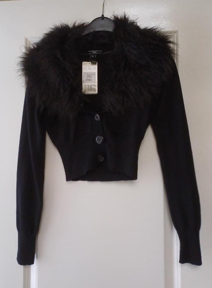 Kort Vest Zwart met 'bont' kraag XS S Nieuw Mango ( Jool ), Kleding | Dames, Truien en Vesten, Nieuw, Maat 34 (XS) of kleiner