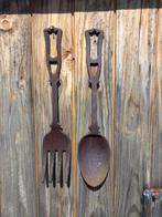 Metalen lepel en vork 50 cm, Ophalen of Verzenden